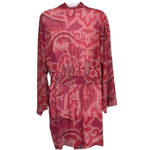 Victoria’s Secret Floral Paisley Print Long Sleeve Semi Sheer Belted‎ Rope - Picture 7 of 12